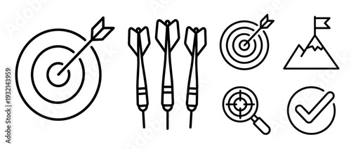 Target icon set, goal and symbol collection.