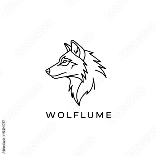 Elegant Wolf Head Logo Design with Clean Lines and Modern Aesthetic.