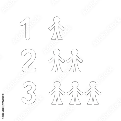 Coloring page outline of numbers and figures. Coloring book for kids. Educational exercise