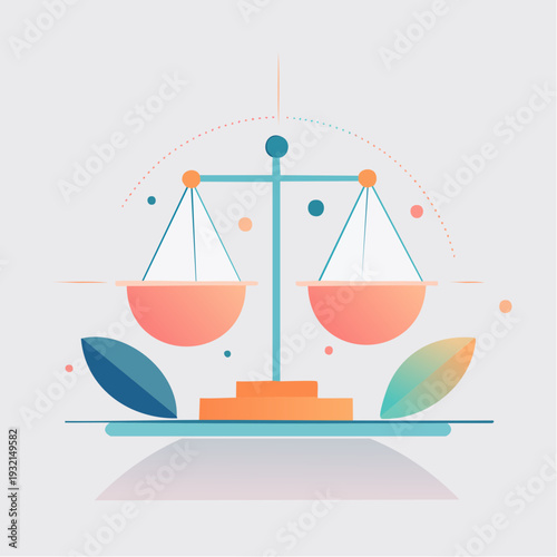 Balance and Justice scales of law and fairness illustration