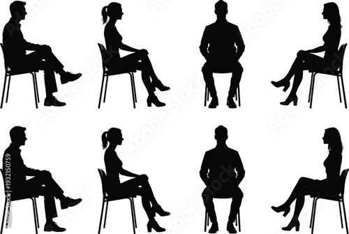 Silhouettes of slim fashion models in various poses representing beauty style female empowerment confidence and modern youth lifestyle for stock design,