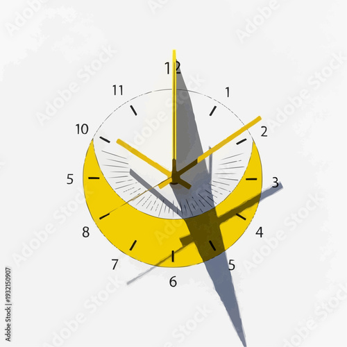 Abstract clock with moon and shadow