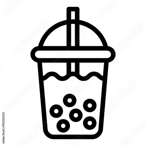 bubble tea outline icon. milk drink cup. youth trend. cafe lifestyle