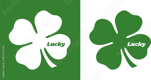 Four Leaf Clover Lucky Text Icon