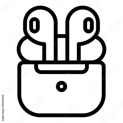 tws outline icon. wireless earbuds case. music device. youth lifestyle
