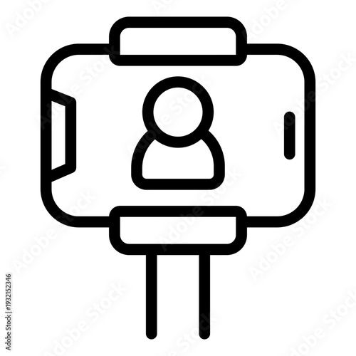 vlog outline icon. Phone camera record screen. content creator