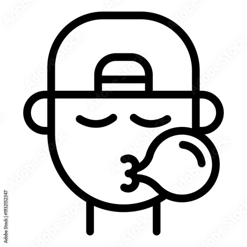 chewing gum outline icon. bubble candy snack. teen habit. sweet treat