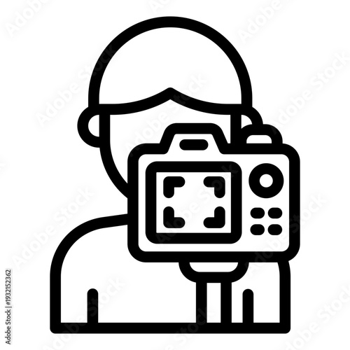 vlogger outline icon. camera creator profile. youth content. digital lifestyle