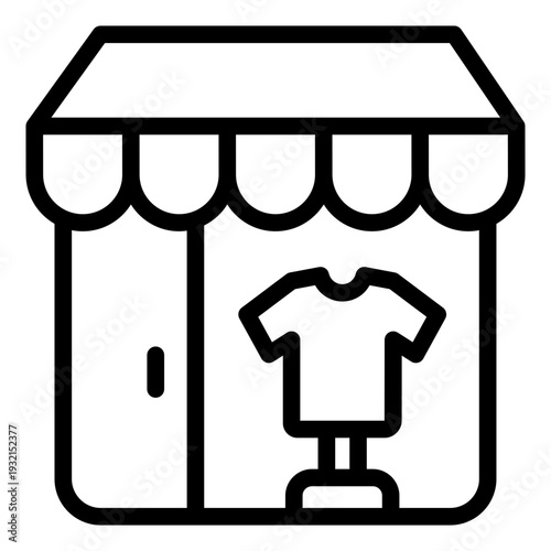 thrift shop outline icon. secondhand store. youth fashion. vintage trend