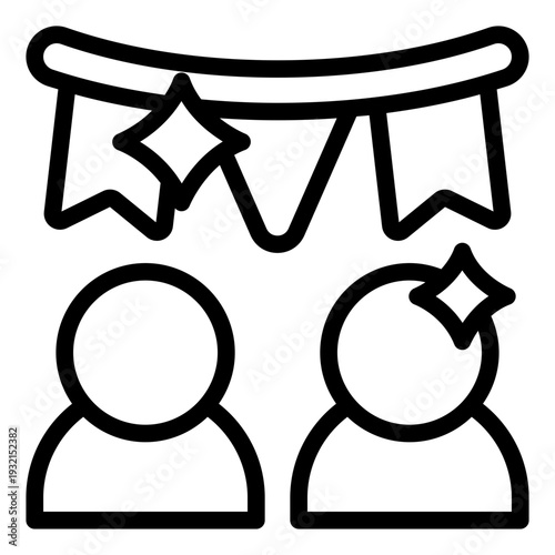 party outline icon. celebration banner decor. youth event. social gathering