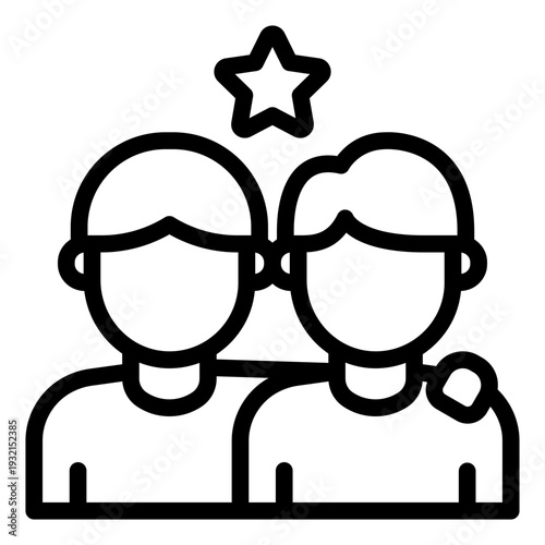 friendship outline icon. group bond symbol. teen connection. social lifestyle