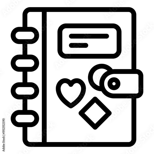 diary outline icon. personal journal book. youth writing. memory record