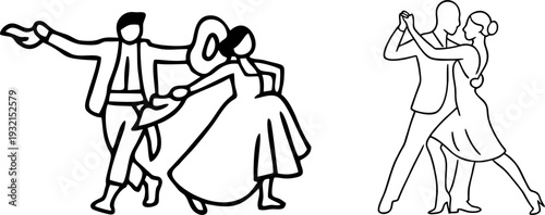 Elegant Ballroom Dancers Outline Collection