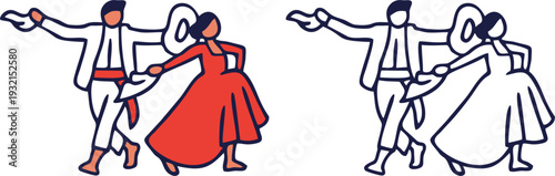 Traditional Flamenco Dancers Vector Art