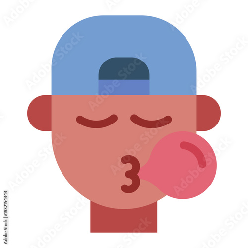 chewing gum flat icon. bubble candy snack. teen habit. sweet treat