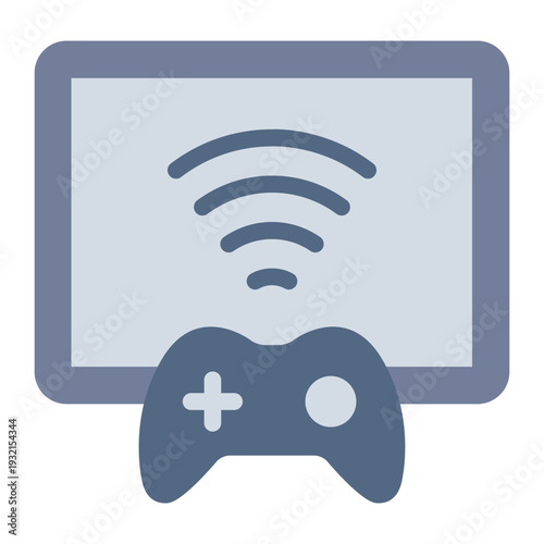 game streaming flat icon. controller screen. online play. youth gaming