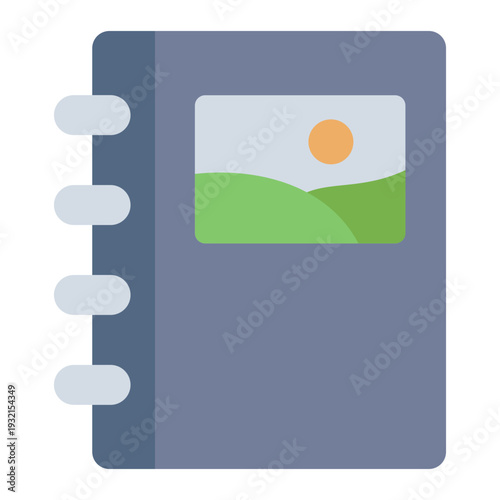 photo album flat icon. memory book pages. youth collection