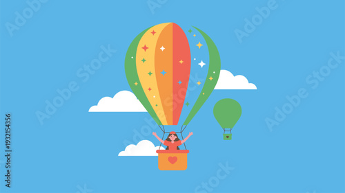 Woman hot air balloon flight