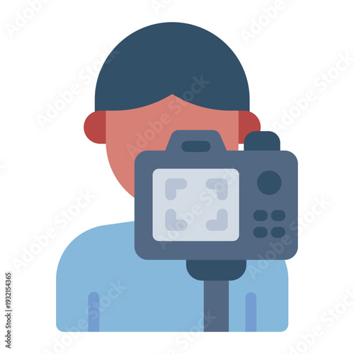 vlogger flat icon. camera creator profile. youth content. digital lifestyle