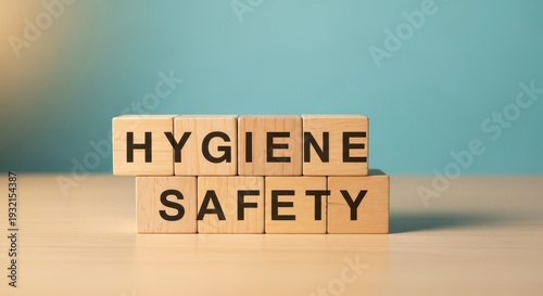Hygiene & Safety Awareness Blocks on a Clean Desk Surface