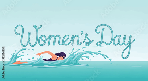 Womens Day Celebration with an Empowered Swimmer Making a Big Splash