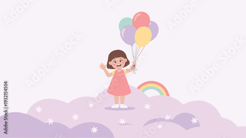 Little Girl Balloons Fantasy Dream