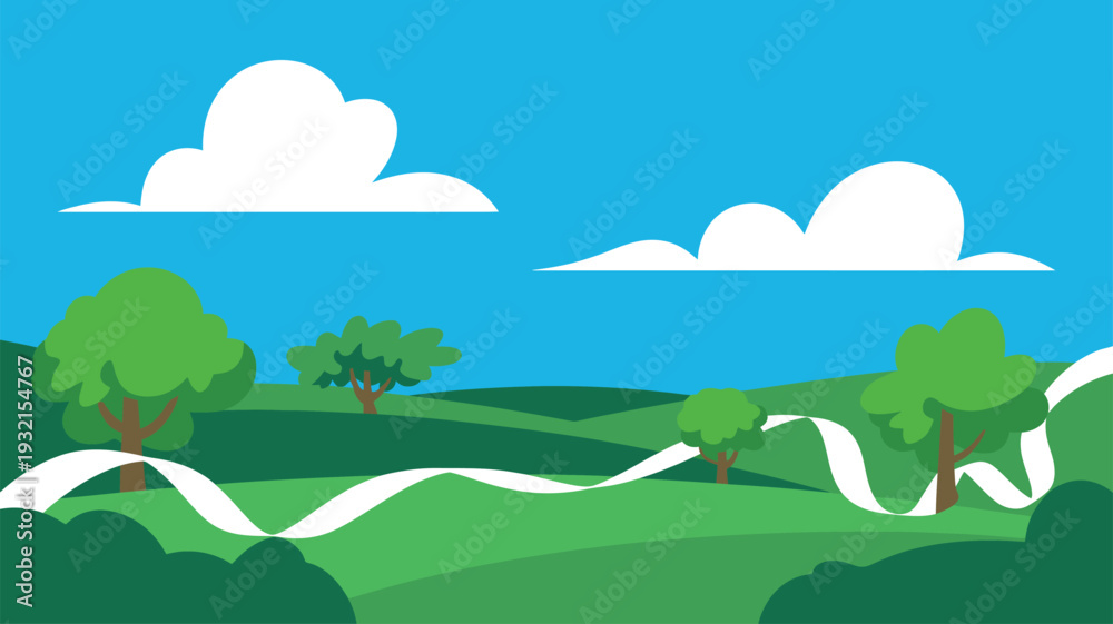 Obraz premium Outdoors green landscape clouds