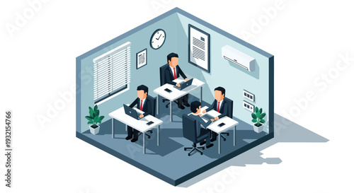 Business team working together in modern office environment.