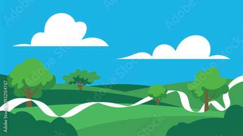 Outdoors green landscape clouds