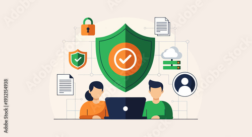 Cybersecurity shield protecting digital data and user privacy online.