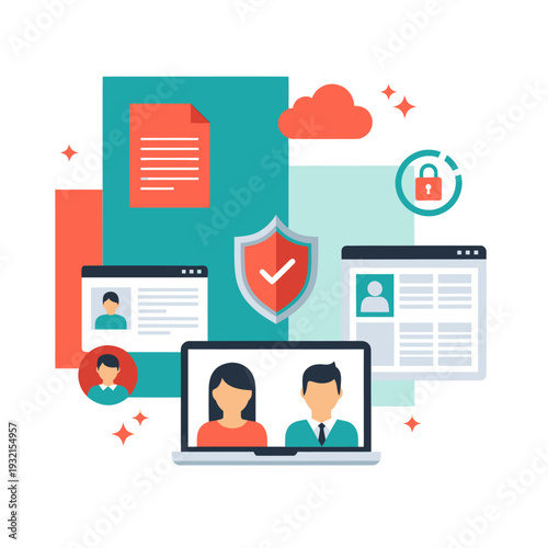 Digital Security and Online Privacy Protection Concept.