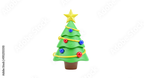 Wallpaper Mural Stylized 3D Christmas Tree with Ornaments and Star Torontodigital.ca