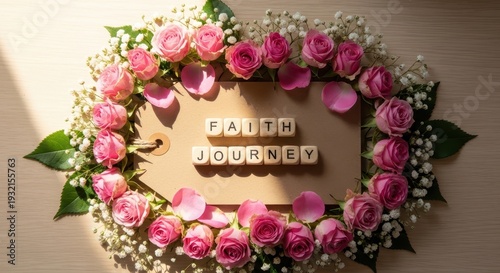 Roses Frame Faith Journey Tag with Symbolic Message and Floral Decor