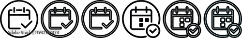 Setofcalendariconswithcheckmarksforschedulingandplanningpurposes