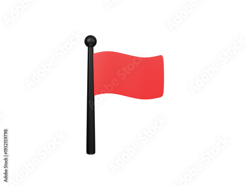 Red flag alert icon 3d render illustration