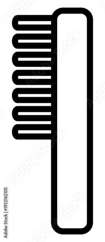 Sleek black and white line icon of a grooming brush symbolizing cleanliness and selfcare. A perfect graphic for healthcare apps, beauty blogs, or dental hygiene branding and design.