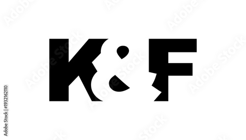 KF logo design in bold style. Black white identity symbol. Modern typography emblem. Corporate branding icon.