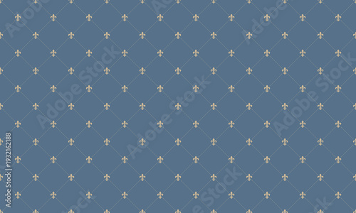 Elegant seamless pattern featuring delicate fleurdelis on a subtle blue background.