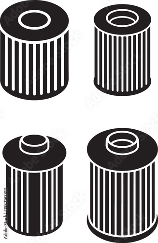 Oil and fuel filter icons for automotive and industrial engine maintenance