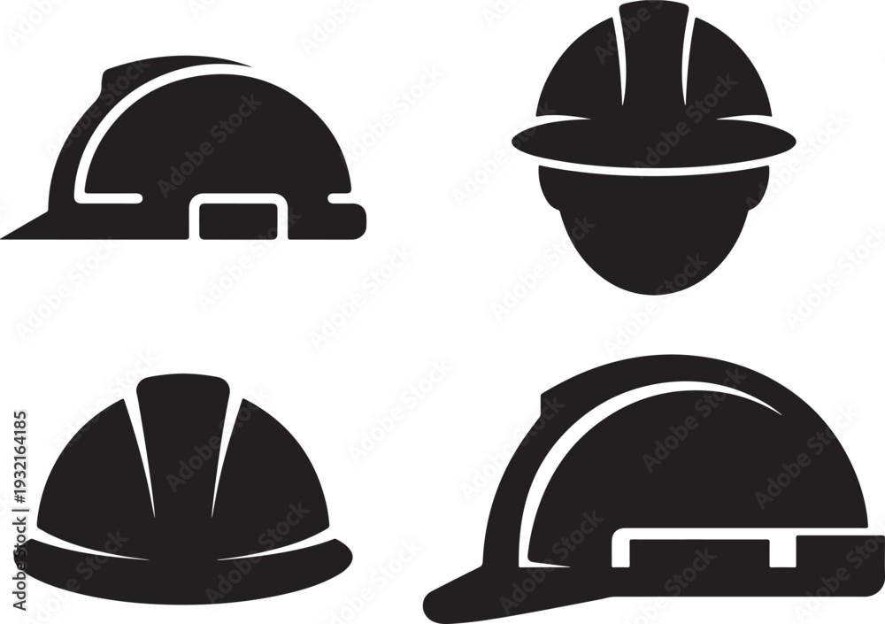 Fototapeta premium Safety hard hat helmet icons for construction and industrial engineering