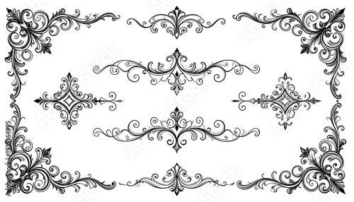 Elegant vintage border design featuring intricate geometric and floral patterns isolated on transparent background