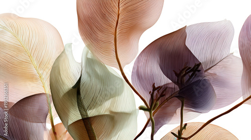 Wallpaper Mural curved botanical forms overlapping background isolated on a Transparent background, PNG file. Torontodigital.ca