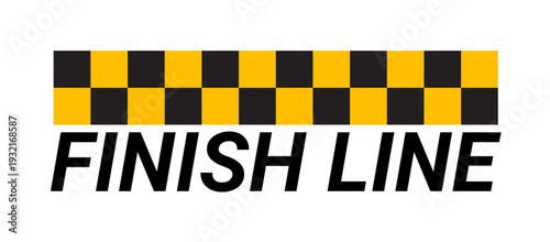 Yellow-black checkered flag as finish line for moto and car racing. Vector illustration. 