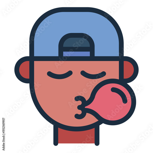 chewing gum filled line icon. bubble candy snack. teen habit. sweet treat