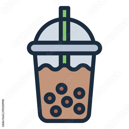 bubble tea filled line icon. milk drink cup. youth trend. cafe lifestyle