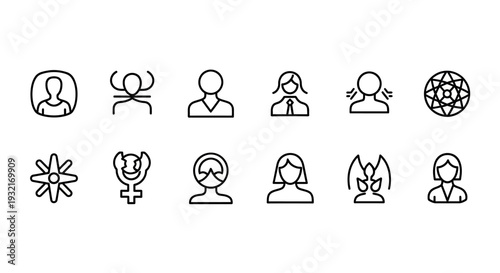 line icon set related to business