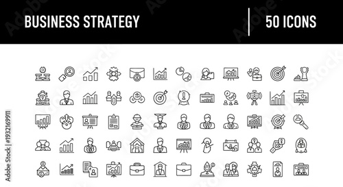 line icon set related to business