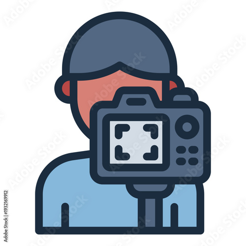 vlogger filled line icon. camera creator profile. youth content. digital lifestyle