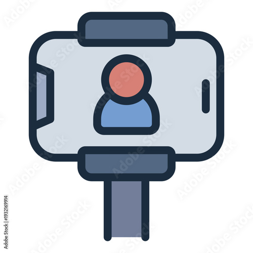 vlog filled line icon. Phone camera record screen. content creator