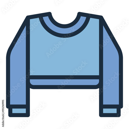 crop top filled line icon. short shirt fashion. teen style. youth trend